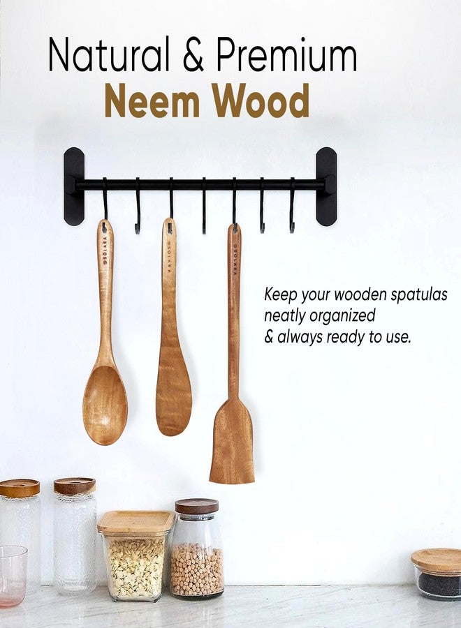 SOLARA Neem Wooden Spatula Set of 3, Wooden Ladle, Skimmer, Dosa Spatula Kitchen Tools, Naturally Antibacterial Eco-Friendly & Non-Toxic Ideal for Non-Stick Cookware - Image 4